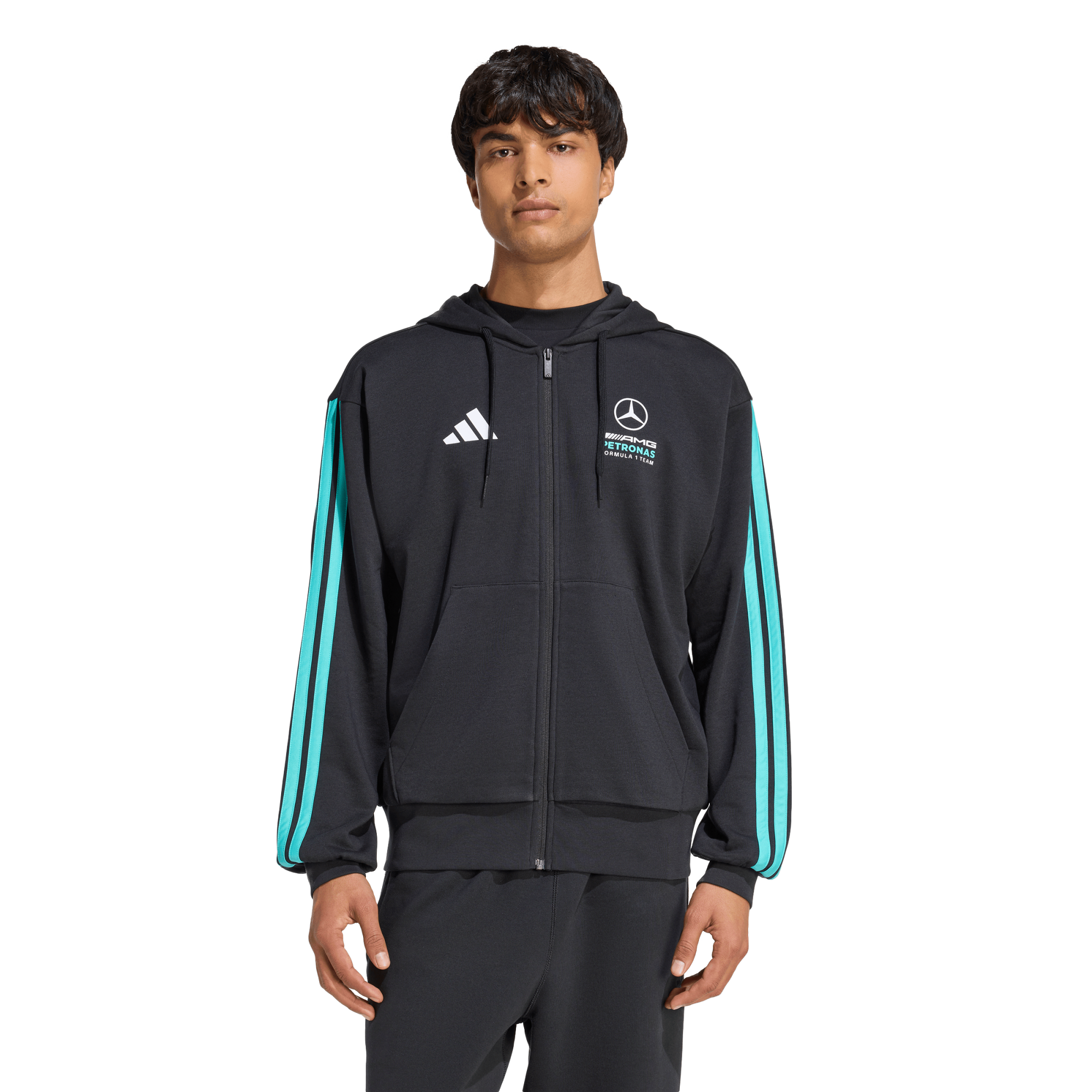 Mercedes AMG Petronas adidas F1 Logo Zip Hoodie – Schwarz