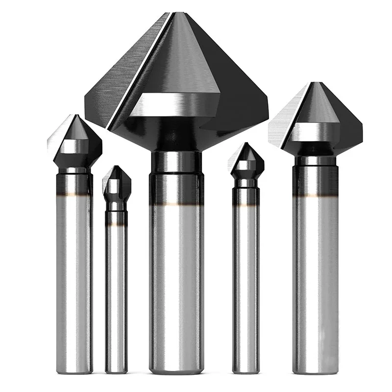 1 Flöte/3 Flöten 90 Grad Fasenfräser 6,3 mm-50 mm M35 Kobalt TiAlN beschichteter Senkerbohrer Metall Entgraten Fräswerkzeug Image