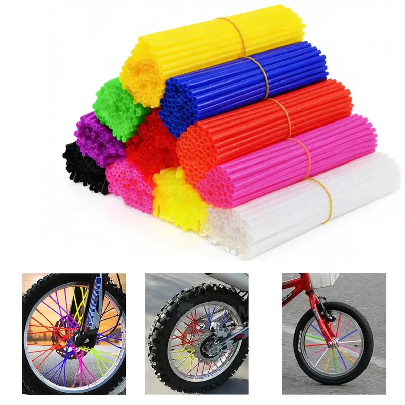 72-teiliges Fahrrad-Speichenschutz-Set, 240mm Felgen-Speichenummantelung für Motorrad und Fahrrad, Farbige Felgenhaut-Abdeckungen Image