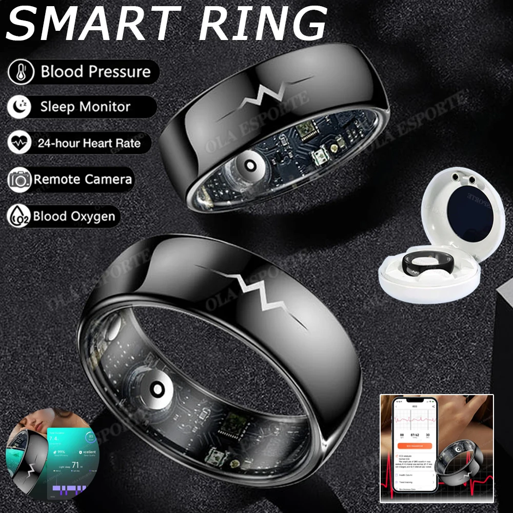 Neuer EKG-Monitor Smart Ring Herzfrequenz Blutsauerstoff Körpertemperatur Gesundheitsüberwachung Wasserdicht Kamerasteuerung Sport-Smartring Image
