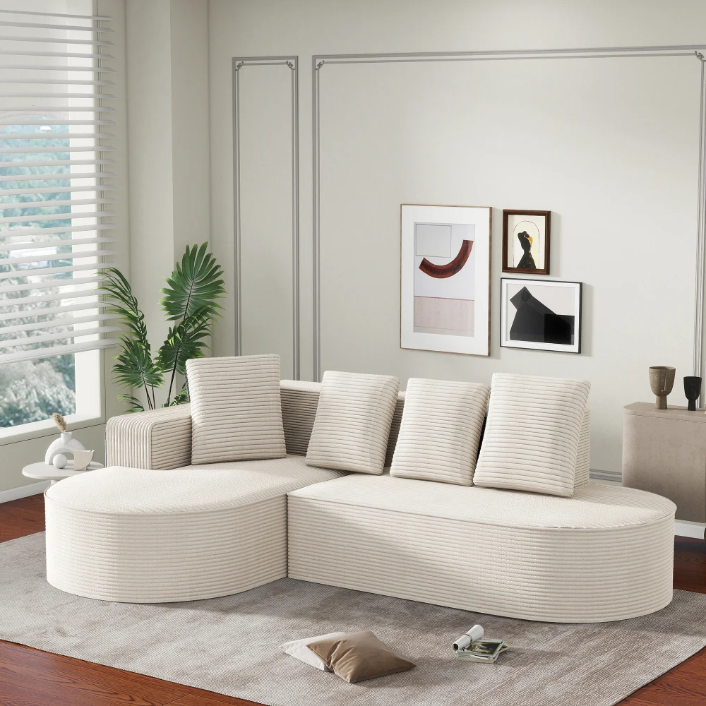 Vollständig komprimiertes, knochenloses Sofa, L-förmiges modulares Cloud-Sofa, tiefsitziges Sofa, keine Montage erforderlich, hochdichter Schwamm, für das Wohnzimmer Image