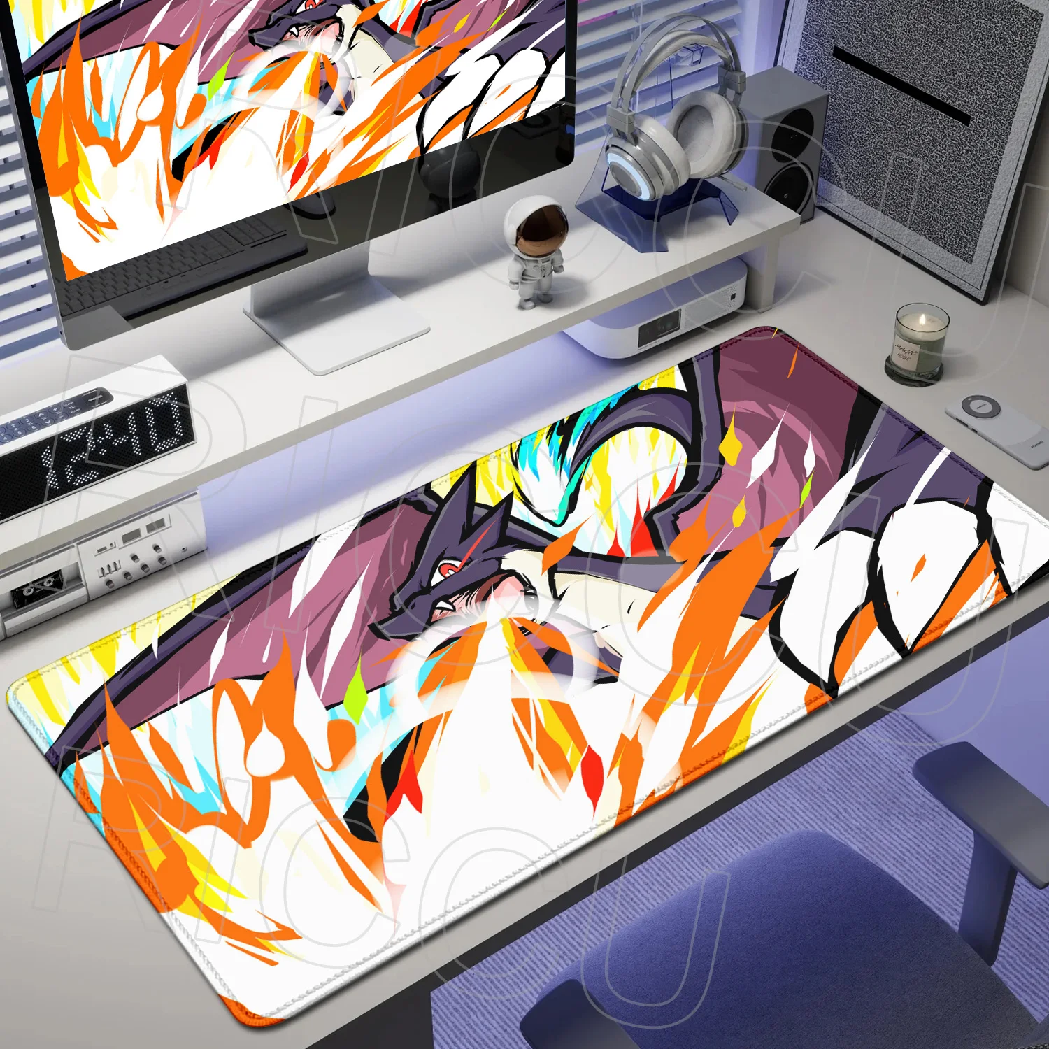 XXL-Schutz-Gaming-Mauspad aus Gummi, Pokemon Charizard, HD-Druck, PC-Zubehör, Mauspad, Tastaturpad, rutschfest, für Büro und Laptop Image