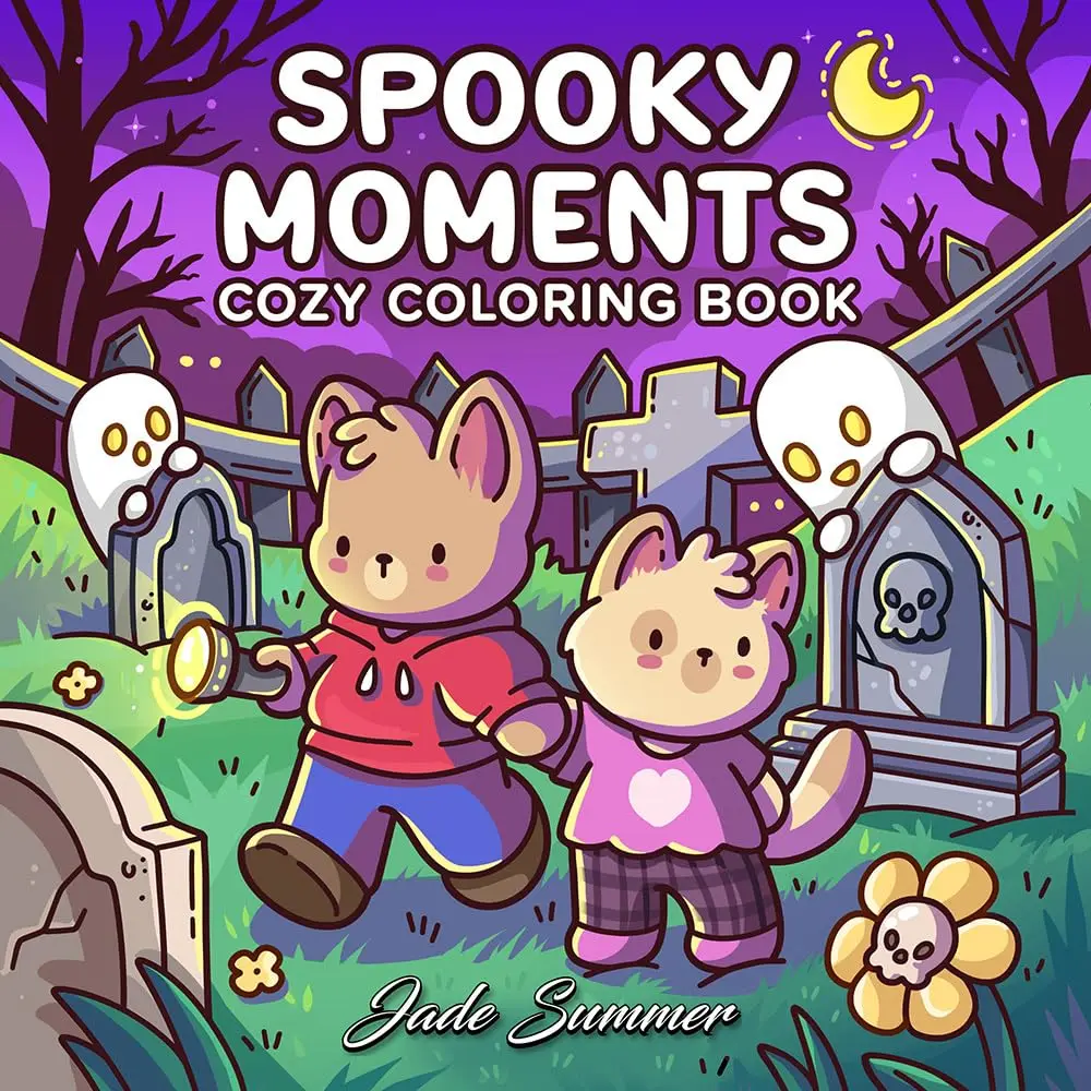 Kawaii Spooky Malbuch: 40 entzückende, gruselige Tierdesigns zur Entspannung – Perfektes Halloween-Geschenk Image