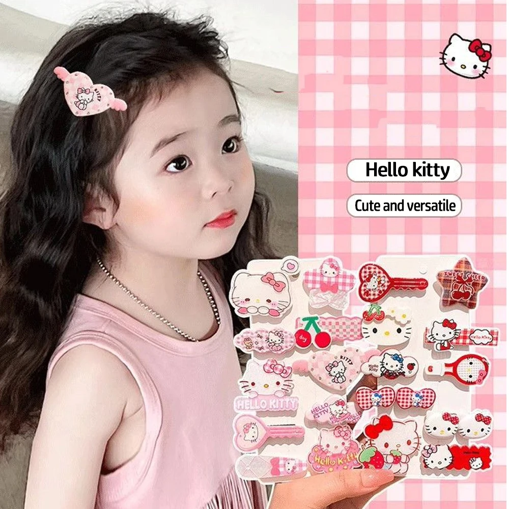 Niedliche Hello Kitty Haarspangen Kopfschmuck Mädchen Anime Cartoon Mode Haarnadeln Gepunktete Karierte Kitty Haarklammern Süße Haaraccessoires