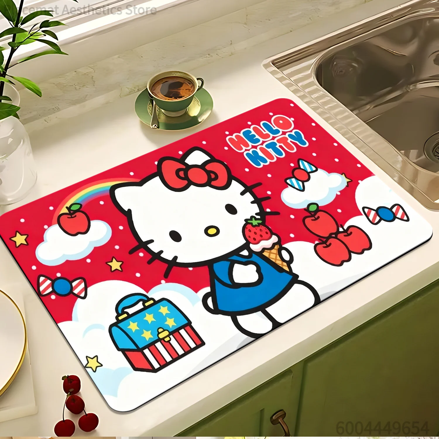 Premium Sanrio Serie Kaffeematte, Hello Kitty Bestseller, Küchen-Abtropfmatte Tischmatte, Elegant und Stilvoll, Perfektes Geschenk für F
