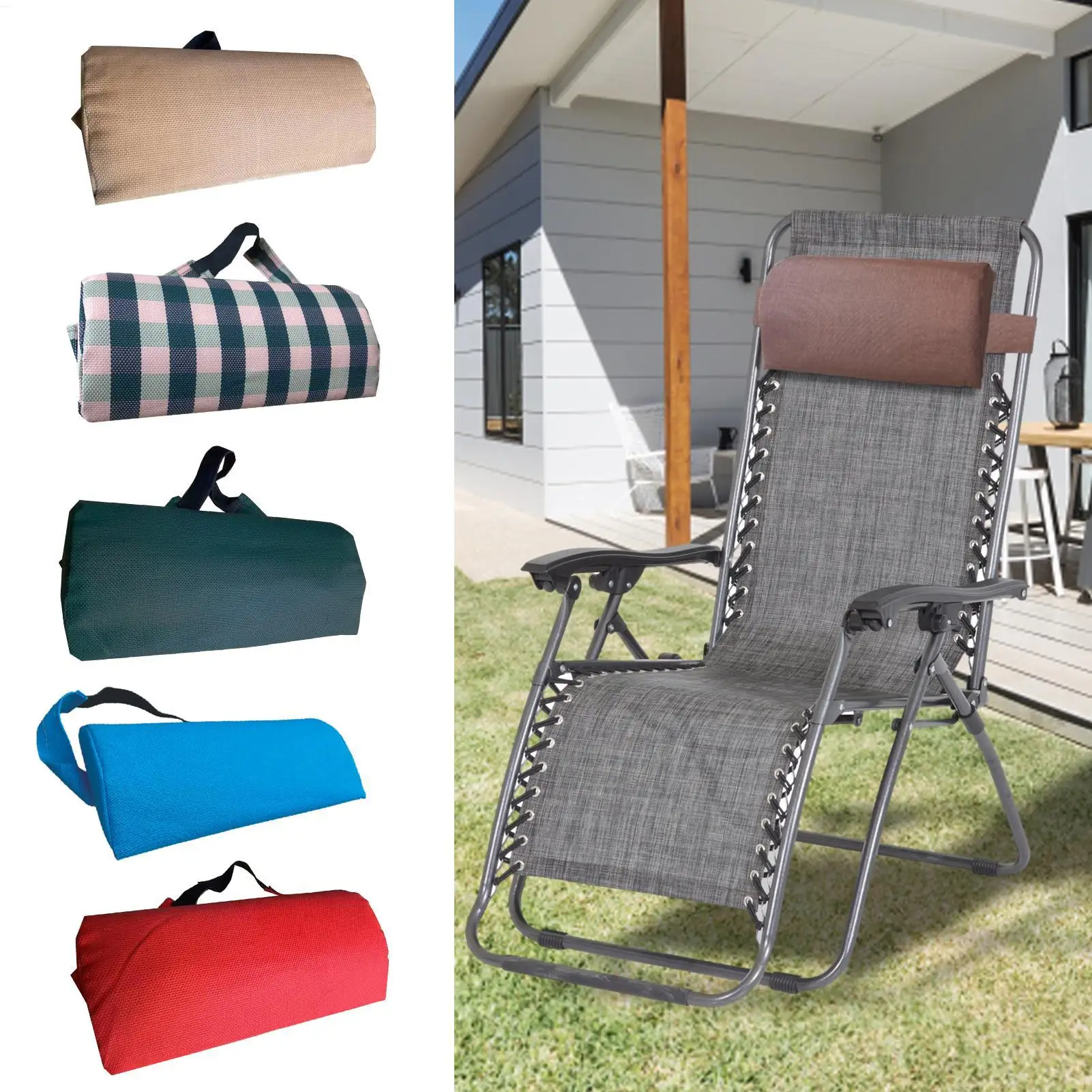 Liegestuhl-Nackenkissen, ergonomisch gestaltet für Kopf und Hals, abnehmbares Kissen, weiche Kopfstütze für Liegestühle, Sofas, Betten