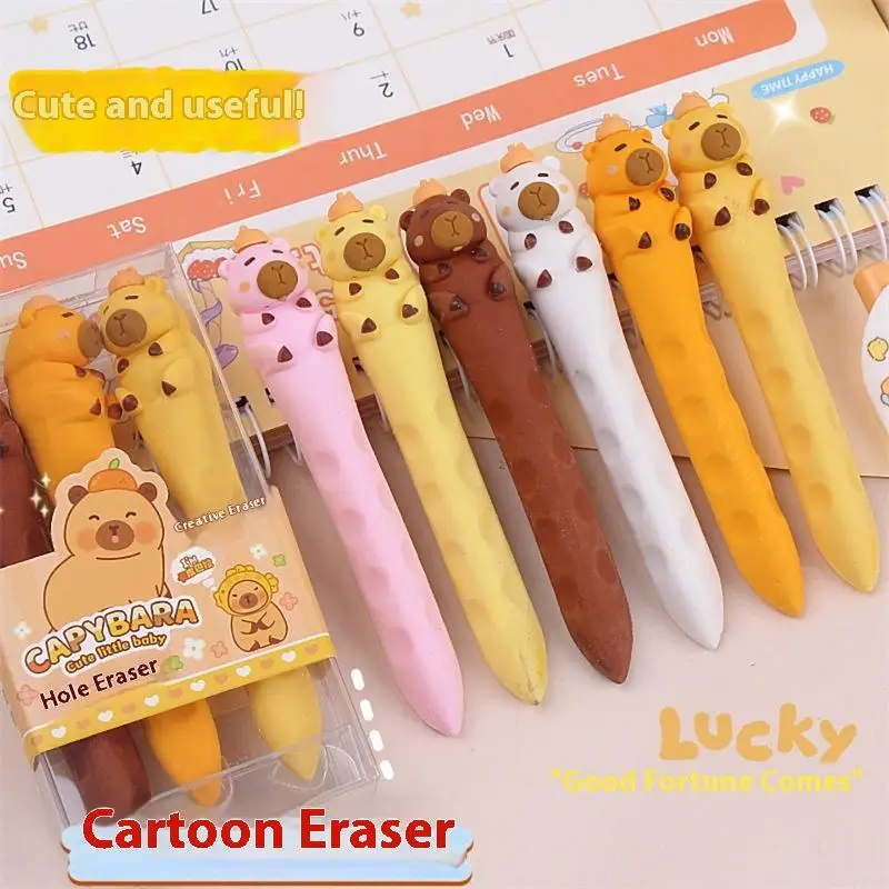 Cartoon Katze Capybara Loch Gummi Langlebig Radiergummi Student Skizze Sauber Und Spurlose Radiergummi Set Schreibwaren Image