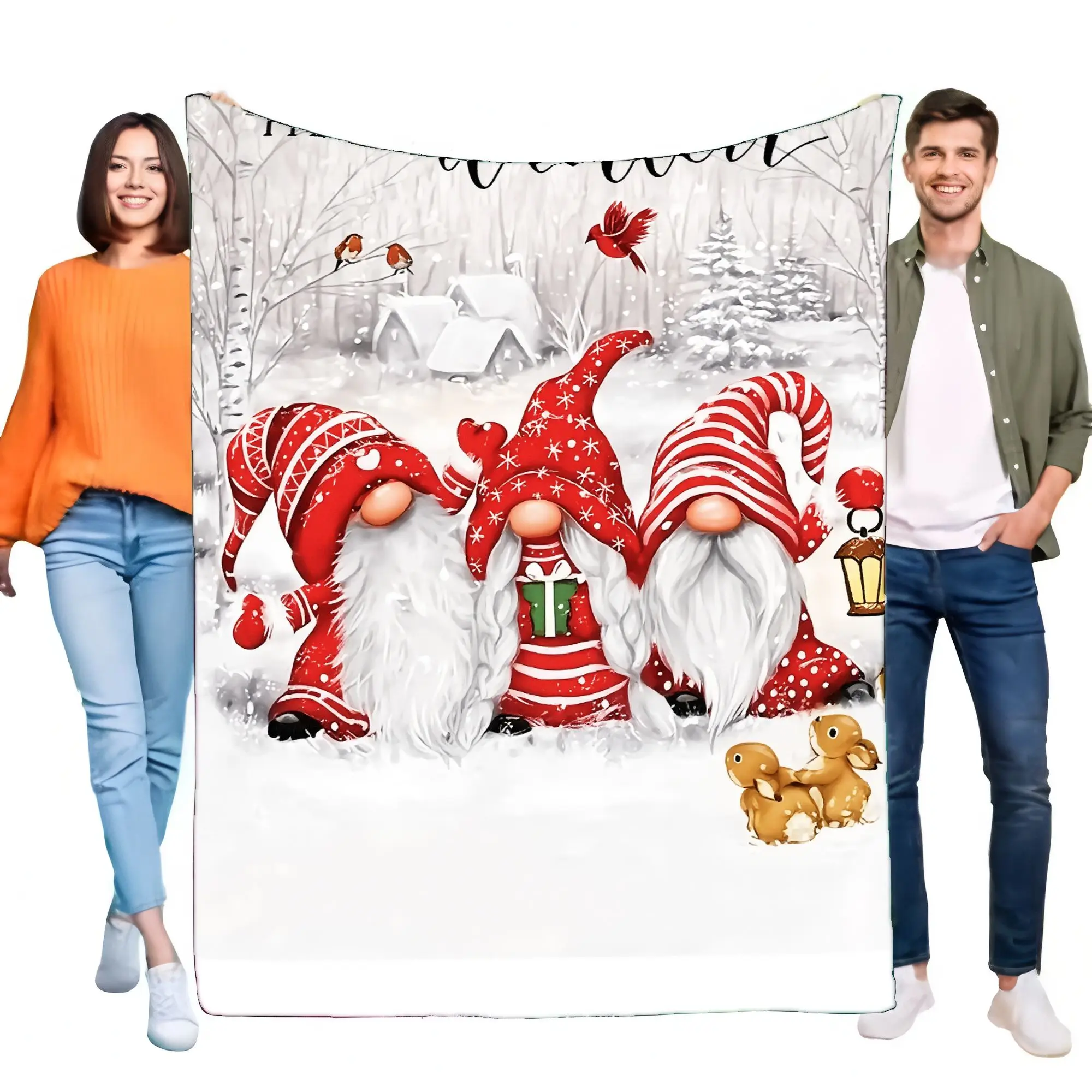 Gemütliche Weihnachtszwergdecke, weich, warm, Überwurf für Sofa, Bett, Urlaubsdekoration, Geschenk für Familie und Freunde, das ganze Jahr über Image