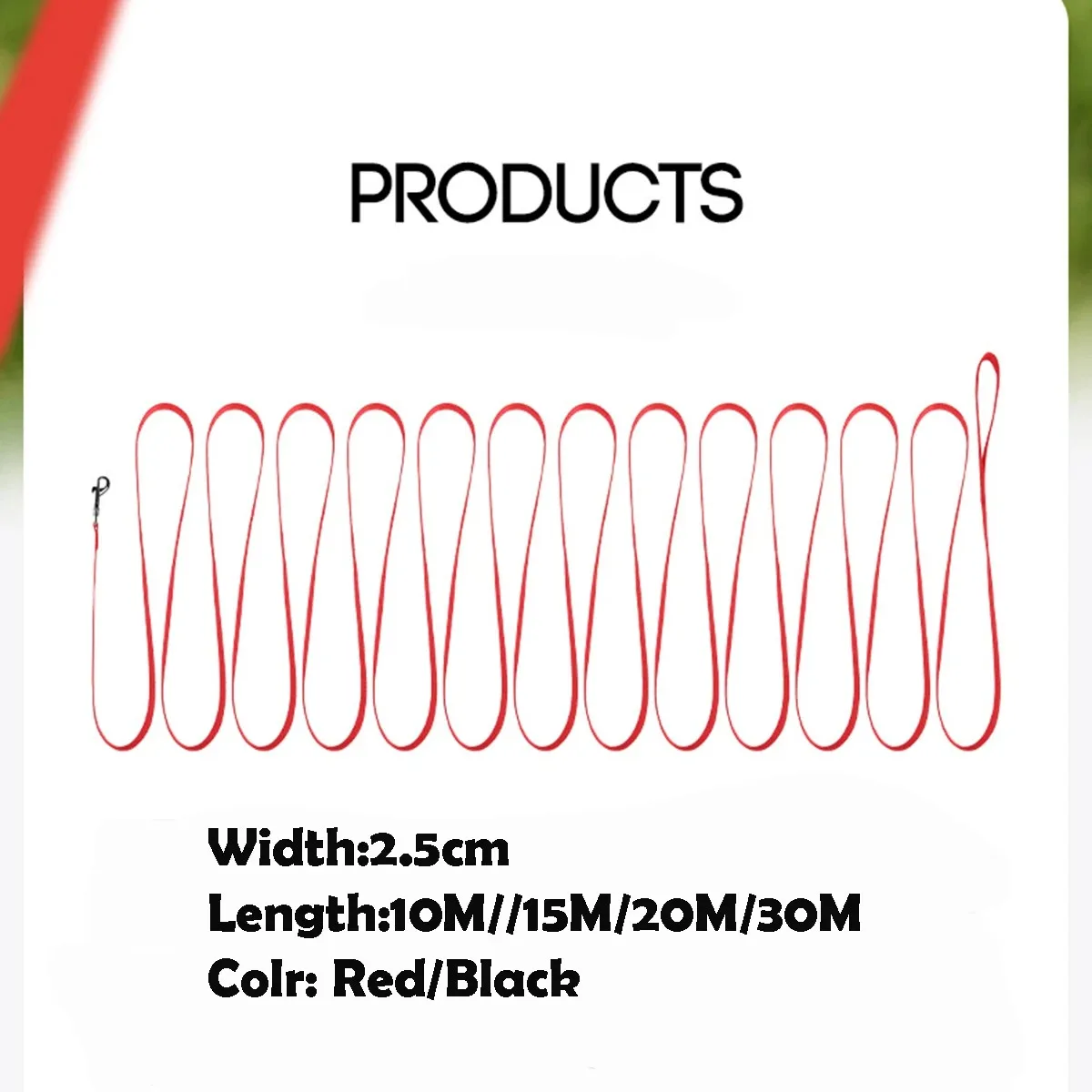 Lange Nylon-Hundeleine für Kleine und Große Hunde, Welpen und Katzen, Langlebiges Trainings- und Spaziergangleinen, Mehrere Größen 10m-30m Image