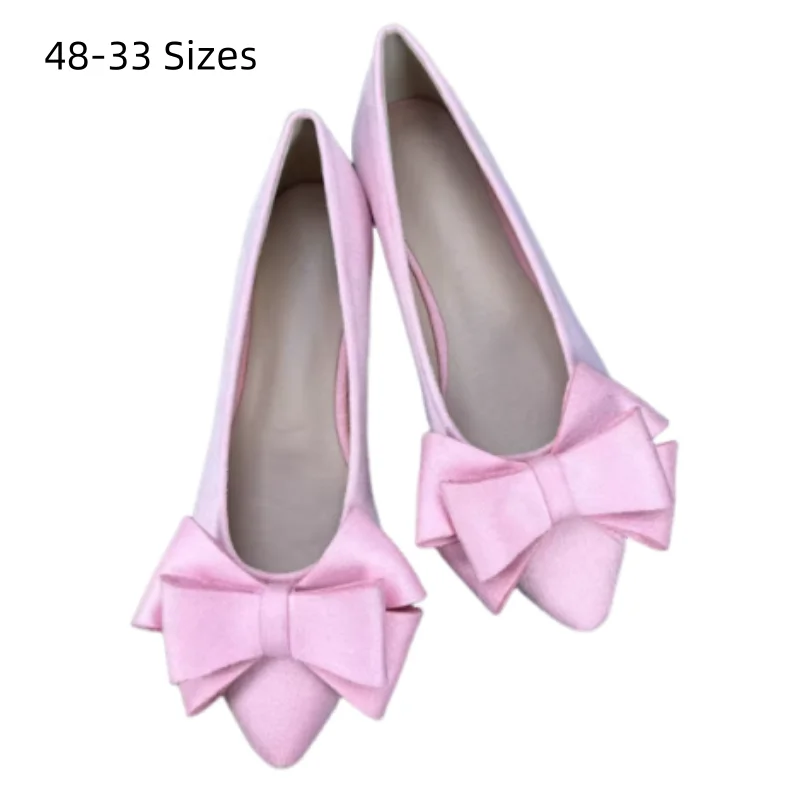 Damen-Slipper mit großer Schleife und spitzer Zehenpartie, süß, lieblich, pinklich-lila, gelb, Outdoor, Freizeitschuhe, Sommer, atmungsaktiv, Gr. 48, 33, 34