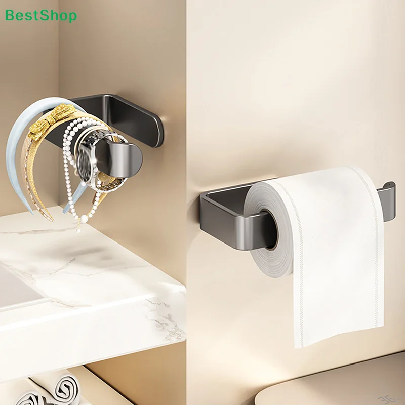  Multifunktionale Klebe-Wandhalterung – Dualer Toilettenpapier- und Haarbandhalter für Badezimmer und Waschtisch