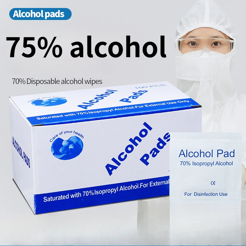 Einweg-Tupfer mit 75 % Alkohol für die Wunddesinfektion, unverzichtbares Erste-Hilfe-Box-Zubehör für die Vorbereitung von Katastrophen zu Hause Image