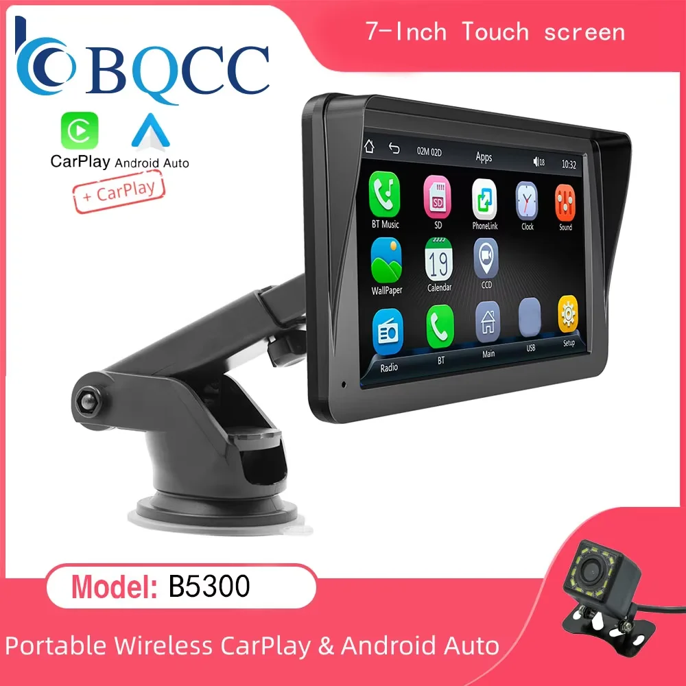 BQCC 7 zoll Auto Radio Multimedia Video Player Drahtlose Carplay Und Drahtlose Android Auto Touch Screen Sonnenblende 5300 Image