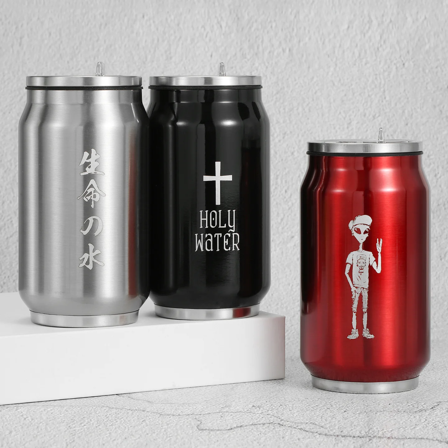 Coca-Cola-Dose 304 Edelstahl Doppelwandiger Isolierbecher Personalisierter Thermobecher mit Eigenem LOGO oder Namen Kaffee-Thermoskanne Wasserflasche Image