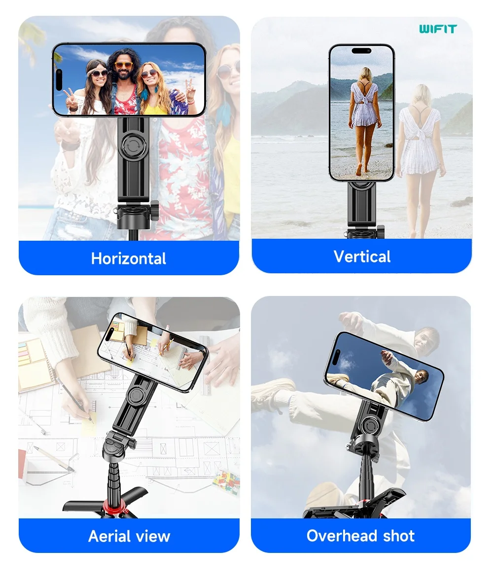 F08 Mini magnetische Selfie-Stange mit abnehmbarer Fernbedienung, Pop-up-Taste und 4-Bein-Stativ für Live-Streaming und Image