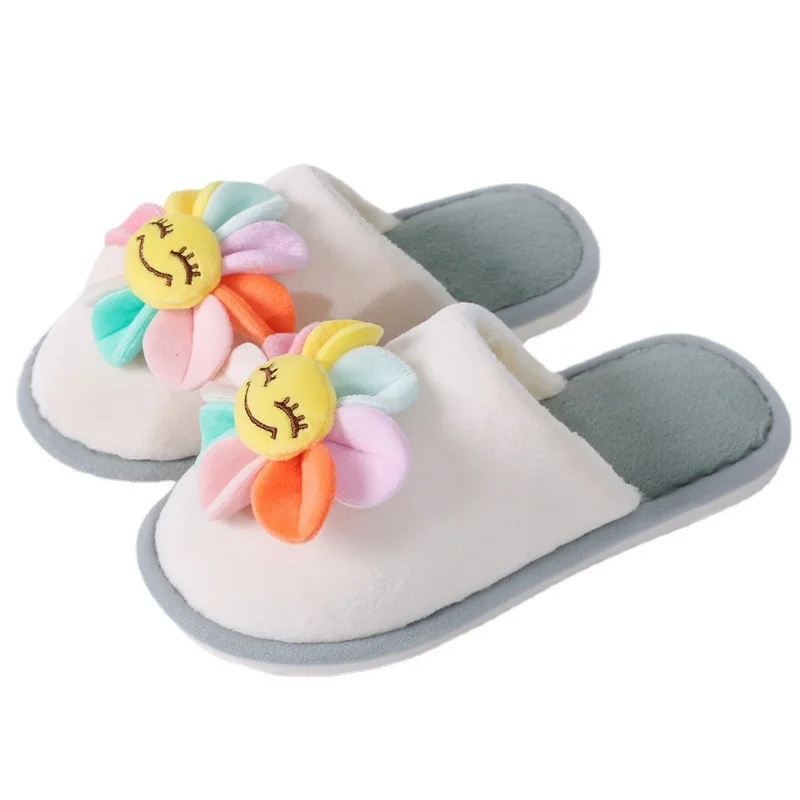 2025, Winter-Neue Ankunft, Sonnenblumen-Hausschuhe für Damen, Hausschuhe, flache Flip-Flops für den Innenbereich, rutschfeste Baumwoll-Hausschuhe Image