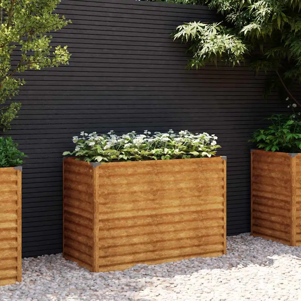 Hochbeet 100x50x69 cm Cortenstahl Garten Großer Outdoor-Pflanzkasten zum Anbau von Pflanzen und Blumen für Garten, Balkon Image