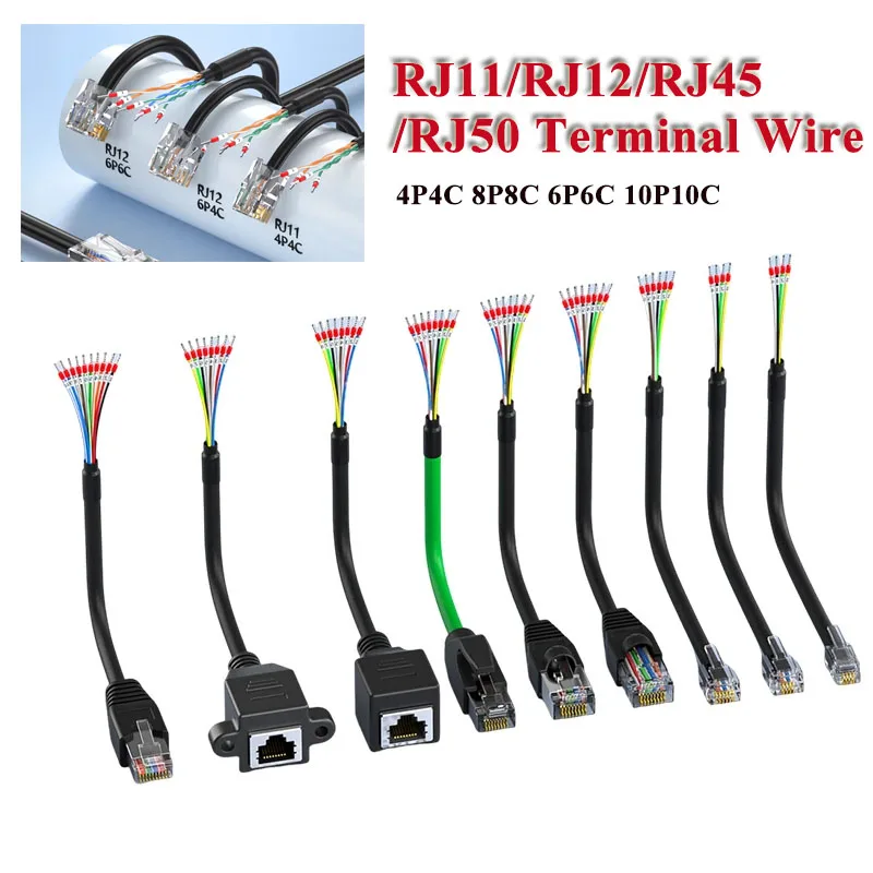 RJ11/RJ12/RJ45/RJ50 Steckerkabel Kristallkopf zu 485/422/CAN Verbindungskabel 4P4C 8P8C 6P6C 10P10C RJ45-Stecker zu 232-Leitung Image