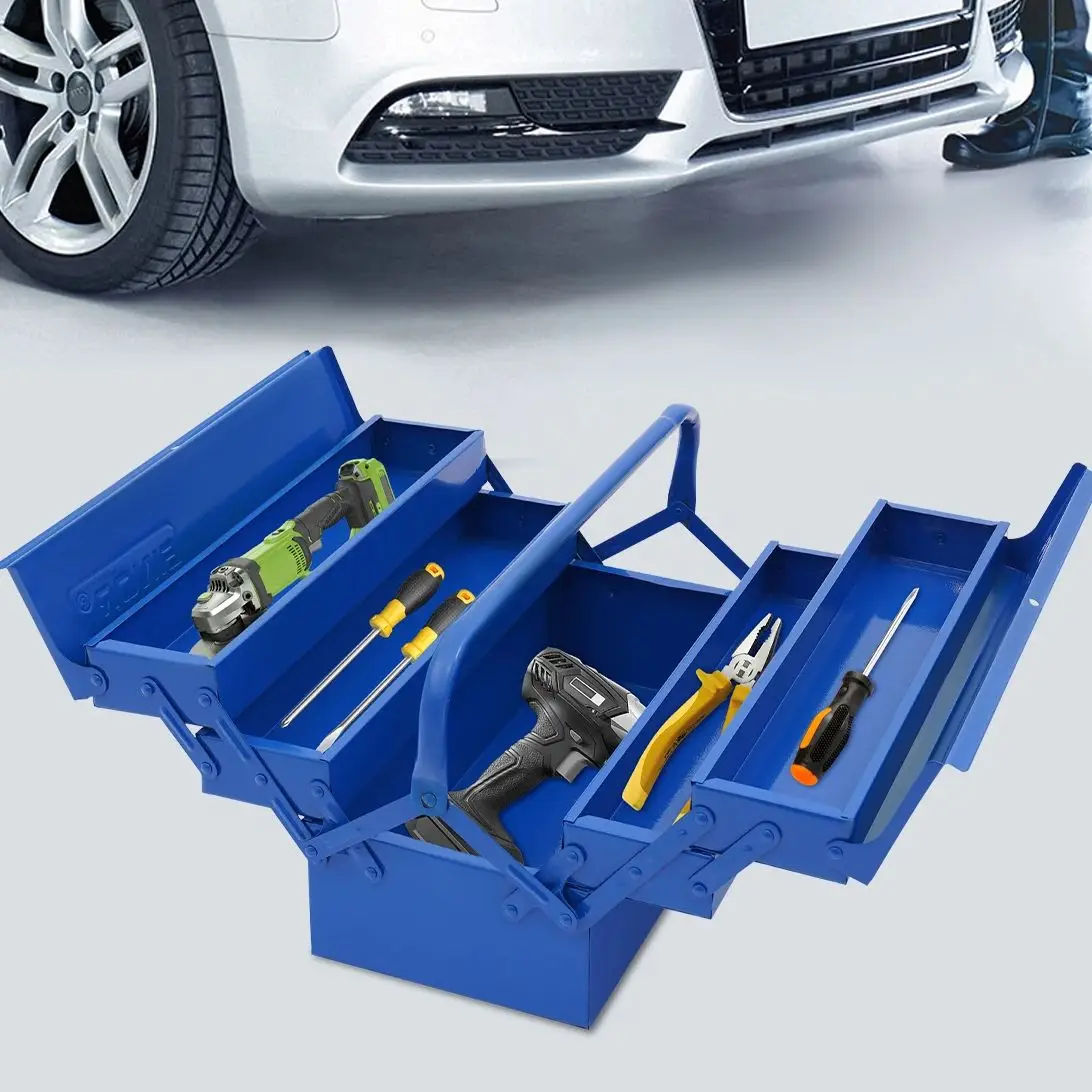 Boîte de rangement à outils à 3 niveaux, 5 tiroirs, boîte à outils pliable, organisateur d'outils multifonction en fer à 3 niveaux pour organiser les outils, 415*200*210mm