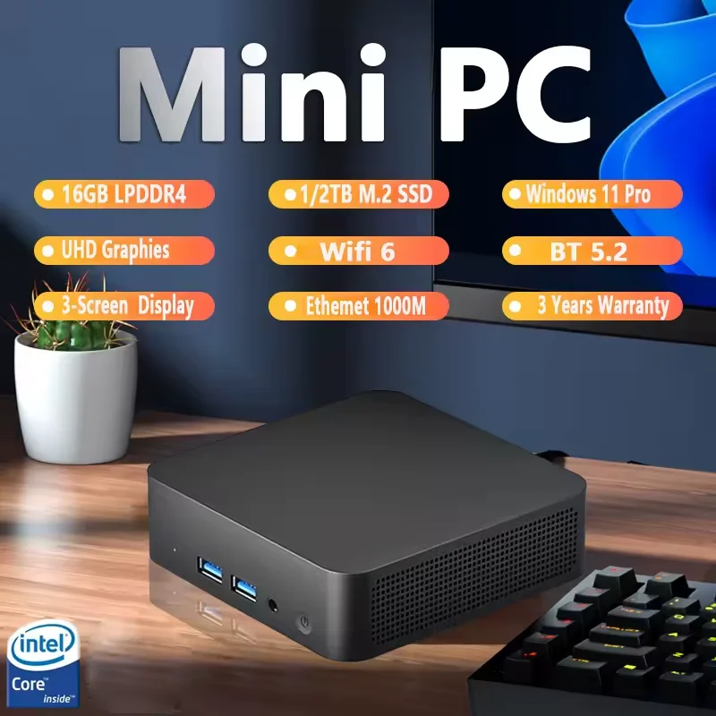 Mini PC Intel Core i9-8950HK/Core i3-6100U, Windows 11, 16 Go DDR4, SSD M.2 1 To/2 To, PC portable gamer, graphismes UHD, mini PC de bureau