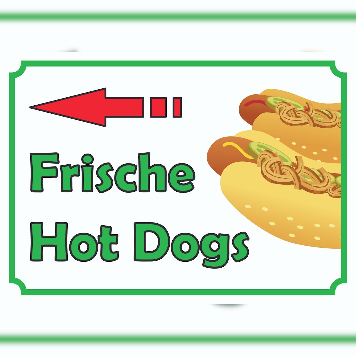 HB-Druck Frische Hot Dogs Schild mit Pfeil links A6 (105x148mm) Image