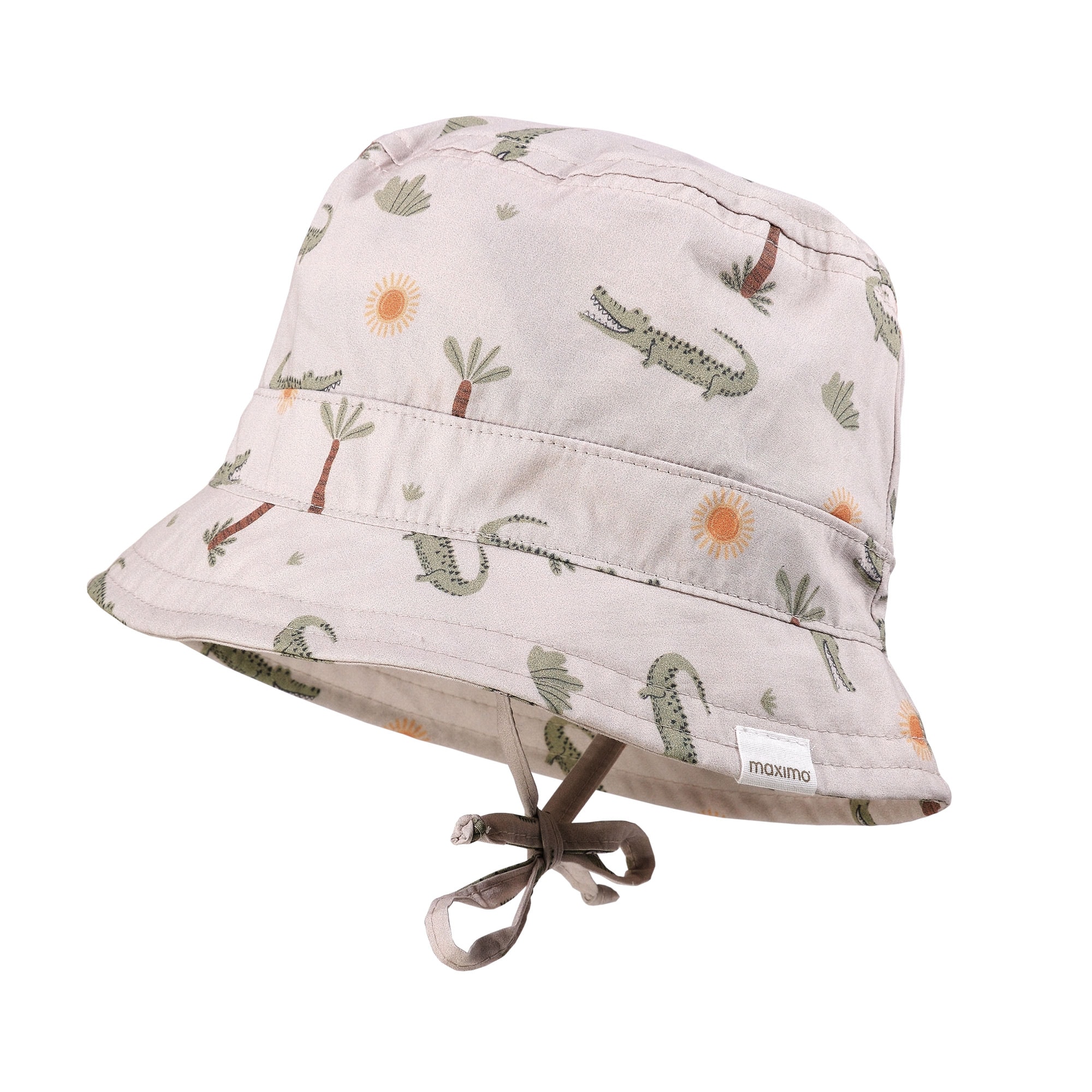 Fischerhut MAXIMO, Jungen, Gr. 55, kieselgrau, krokodil, Web, Obermaterial: 100% Baumwolle, Hüte, grau, Krokodil-Motiv, Bindeband, Fischerhut, Jungen Image