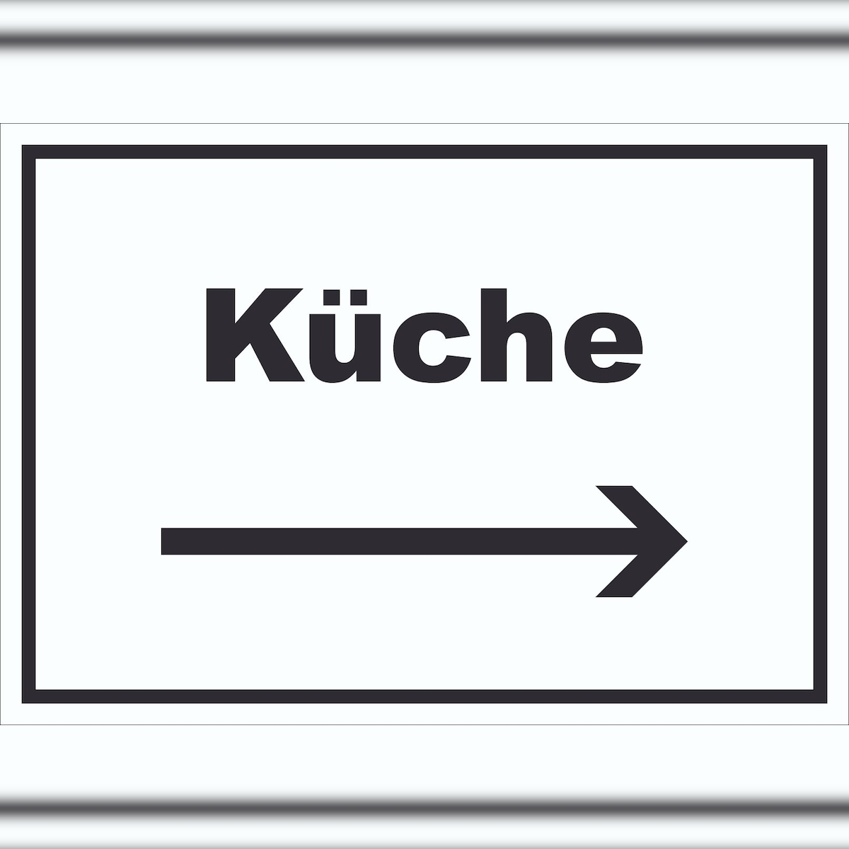 HB-Druck Küche Schild mit Text und Richtungspfeil rechts Kitchen cucina waagerecht A5 (148x210mm) Image