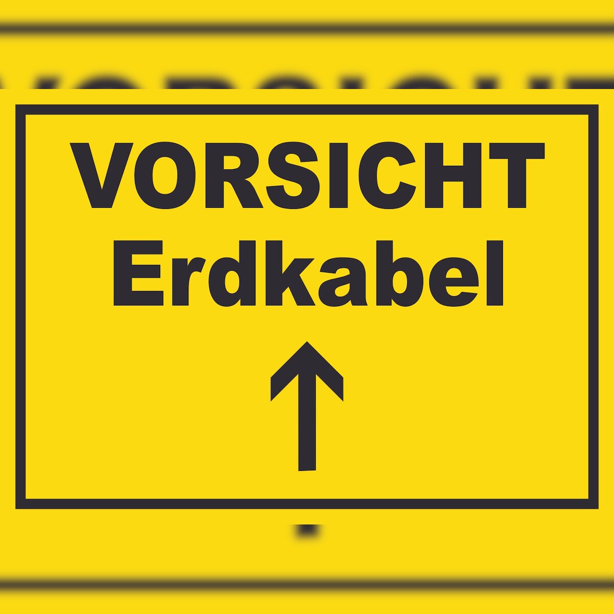 HB-Druck Vorsicht Erdkabel mit Richtungspfeil oben Schild A3 Rückseite selbstklebend Image