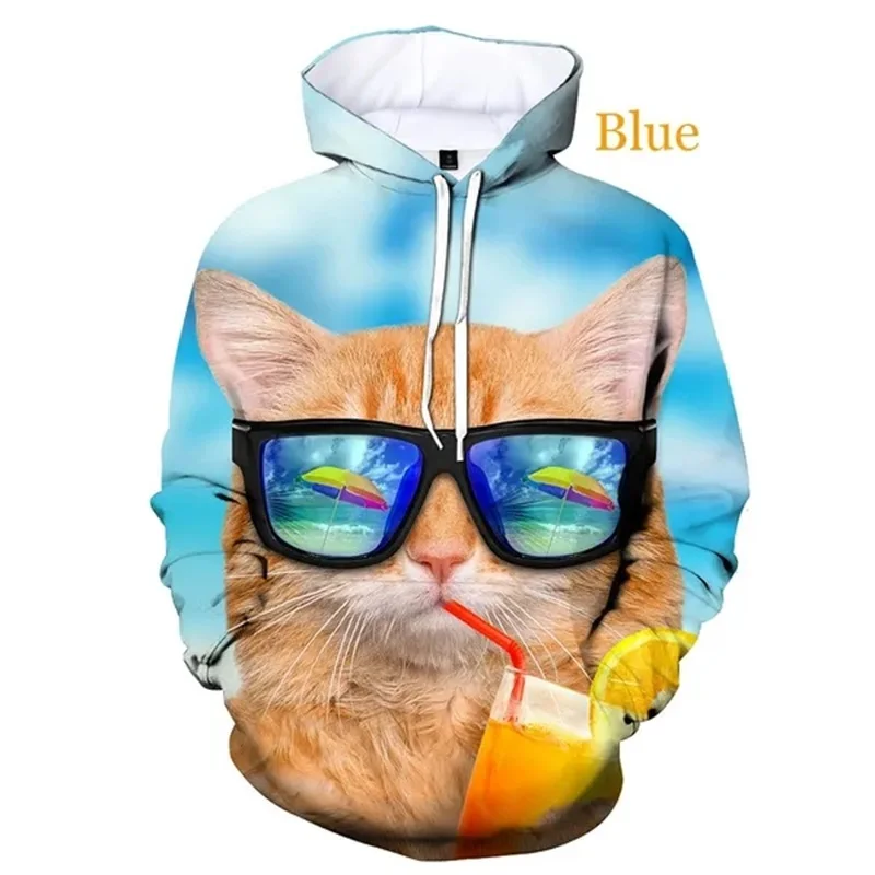Felpe con cappuccio stampate in 3D con motivo a gatto adorabile per uomo donna felpe con cappuccio oversize Casual felpe con cappuccio da uomo primavera autunno Streetwear