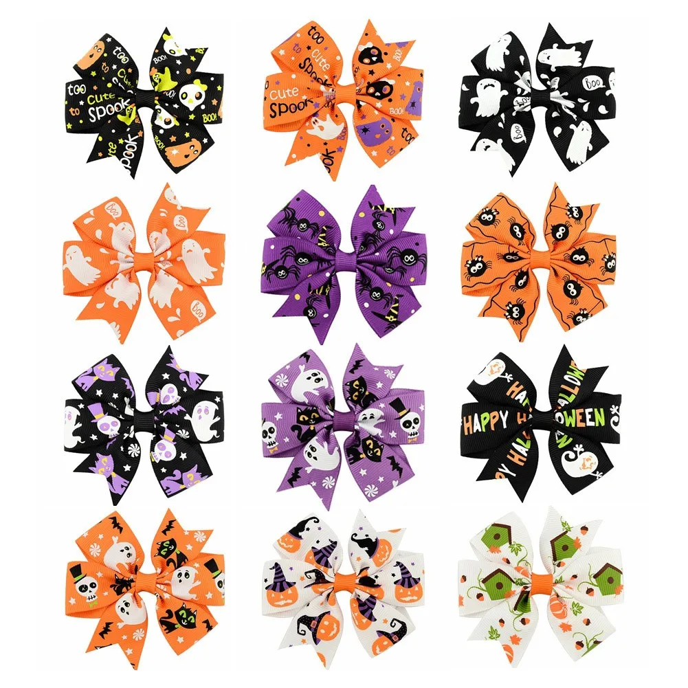 12/24PCS Kinder Halloween Haar Clips Kürbis Teufel Haar Bögen Clips Mädchen Festival Party Barrettes Clips Kinder Haar zubehör Image