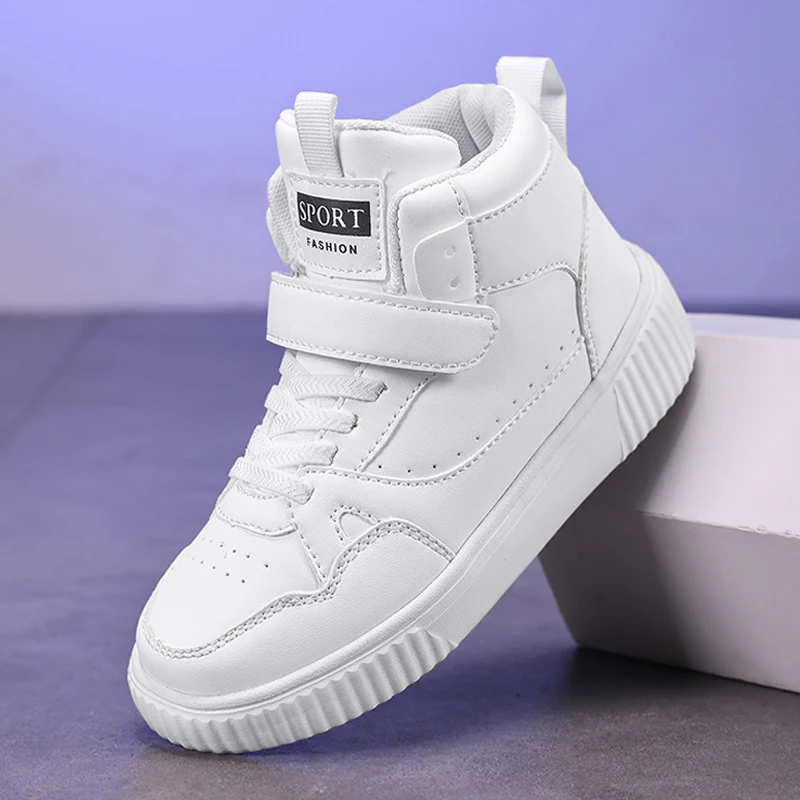 Herbst Jungen Sneaker High Top Kinderschuhe Luxus Leder Basketballschuhe Kinder PU Tennis Sportschuhe für Jungen Größe 28-39