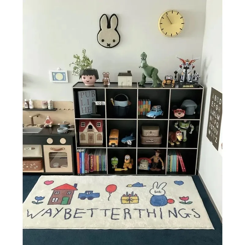 VIKAMA Kinder-Alphabet-Teppich, weicher Cartoon-Spielteppich, maschinenwaschbar für das Kinderzimmer ​