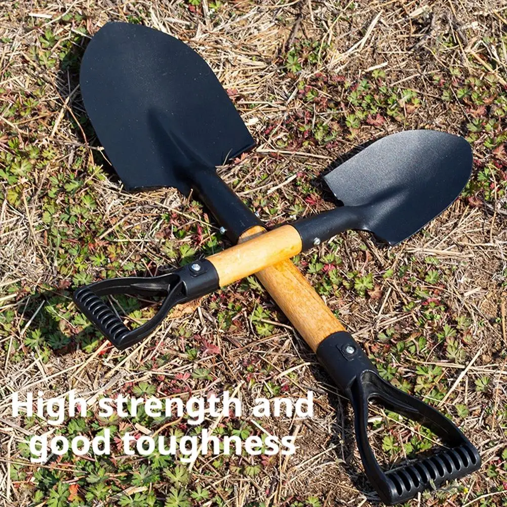 Holzgriff Edelstahl Kohlenstoffstahl Spitzschaufel D-förmiger Schaufelgriff für Schaufelgriff Grabenrechen Campingwerkzeug Image