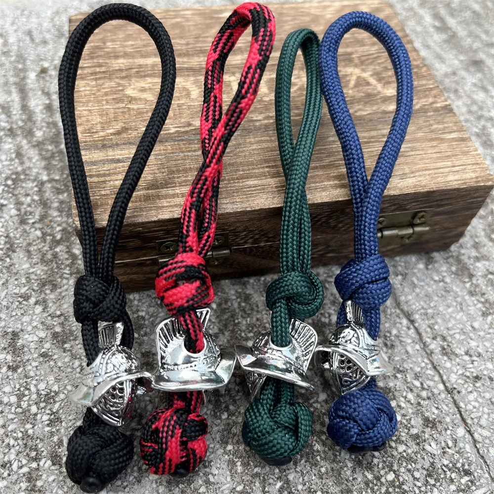 1 Stück Wikinger spartanischen Krieger Helm Lanyard Schlüssel bund hand gefertigten Paracord Schlüssel ring für Schlüssel Autozubehör Schmuck Image
