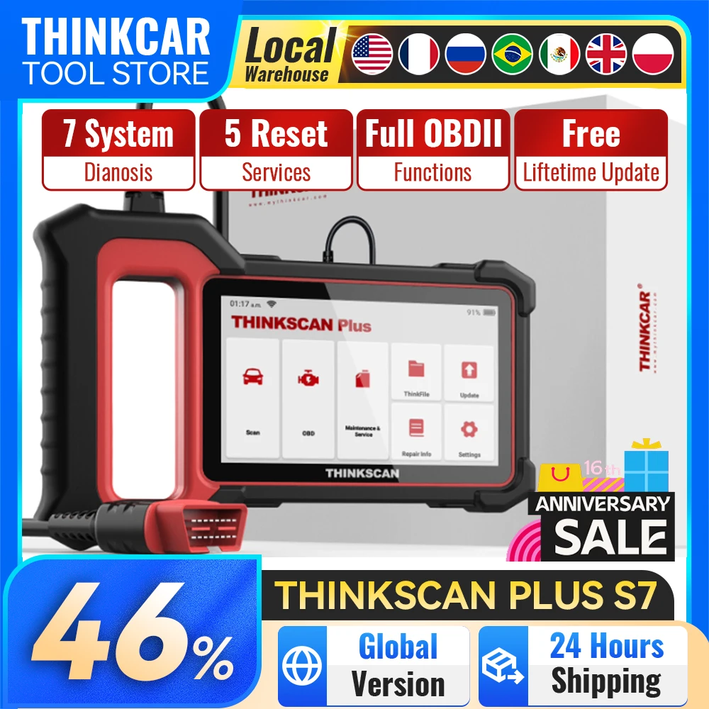 Thinkcar Thinkscan Plus S7 Diagnosegerät Motor ABS Getriebe BCM AC IC System OBD2 Scanner Mit 5 Reset-Funktionen Kfz-Scanner Image