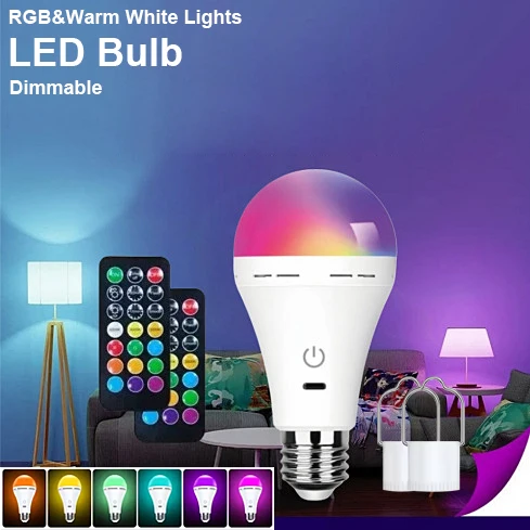 Intelligente USB-Aufladbare Glühbirne Warmlicht RGB-Leuchtmittel E27 LED-Birnen Touch-Steuerung Dimmbar Kabellose Farbige Dekorative Glühbirne Image