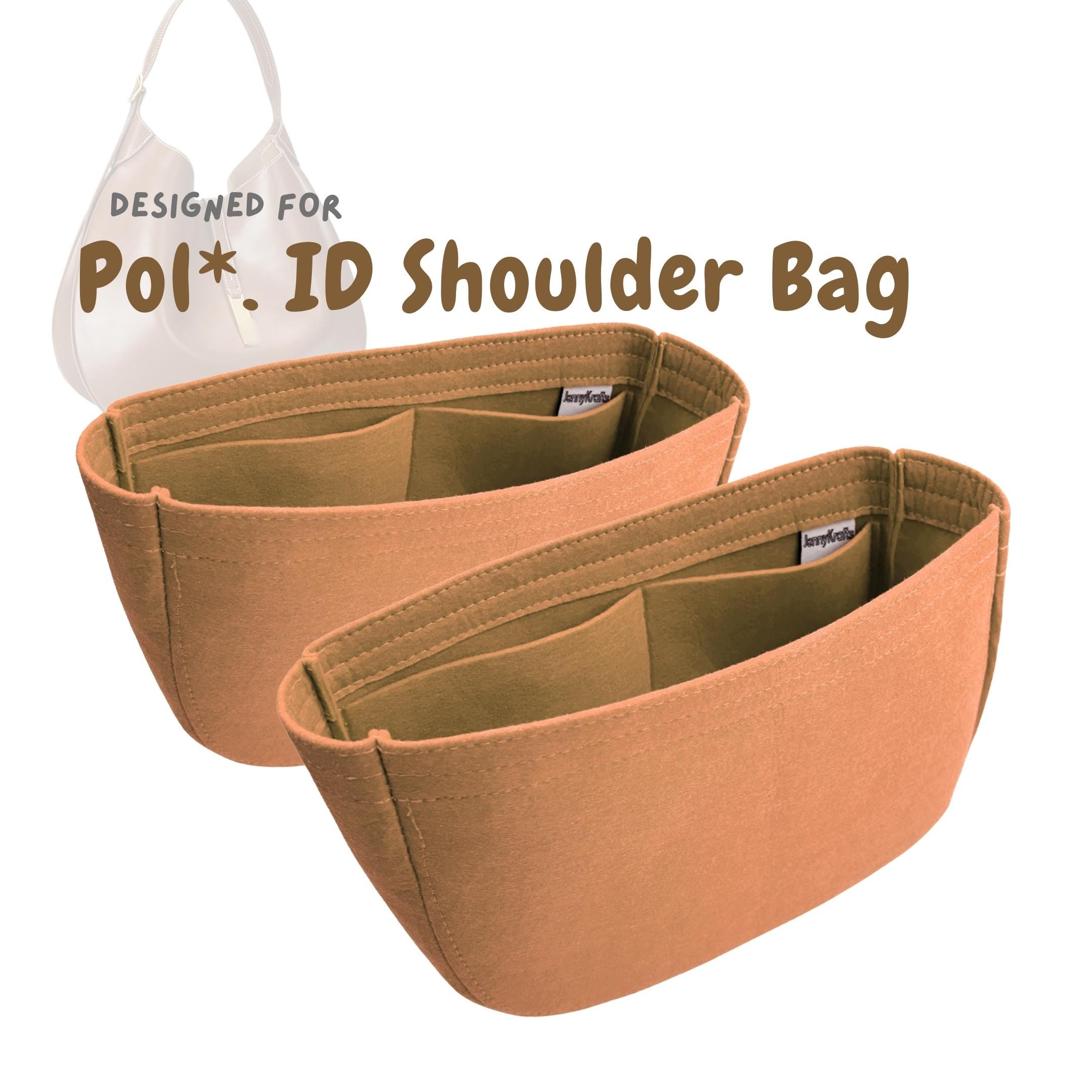 Per [borsa a tracolla in pelle Pol. ID] Organizer per borsa, tasca sottile con cerniera, base curva rotonda, inserto in feltro (SlimRound)