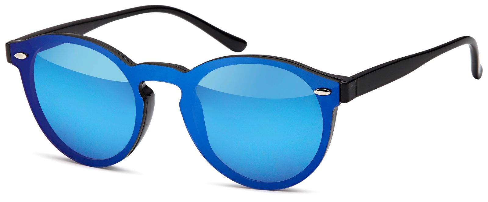 Sonnenbrille STYLEBREAKER "Monoglas Sonnenbrille Shield Brille UV400", Damen, blau (gestell schwarz, glas blau verspiegelt), Modisch, Sonnenbrillen Sonnenbrille