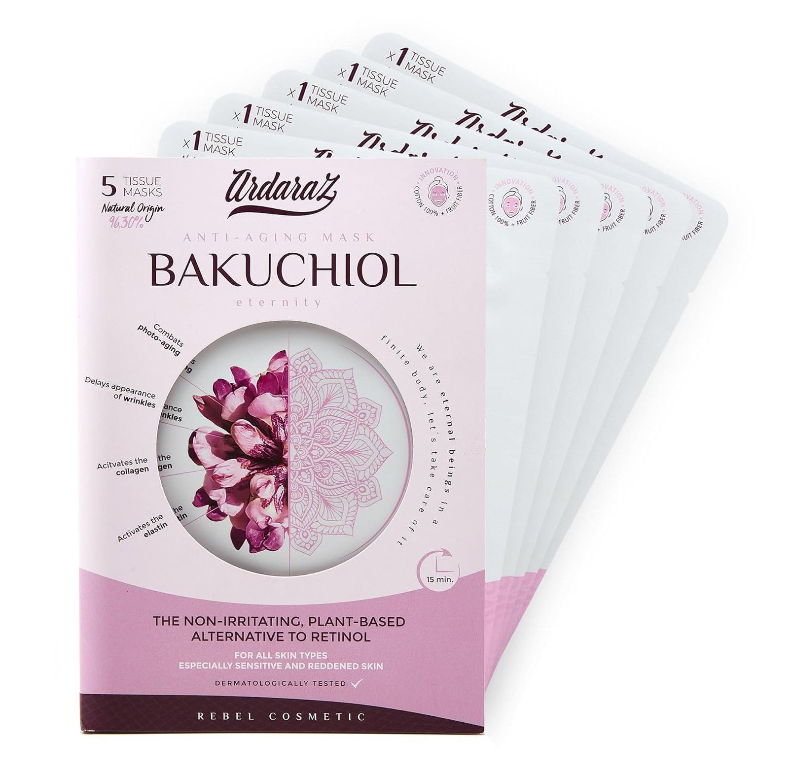 Maschere viso idratanti e antirughe Ardaraz con bakuchiol 5 St