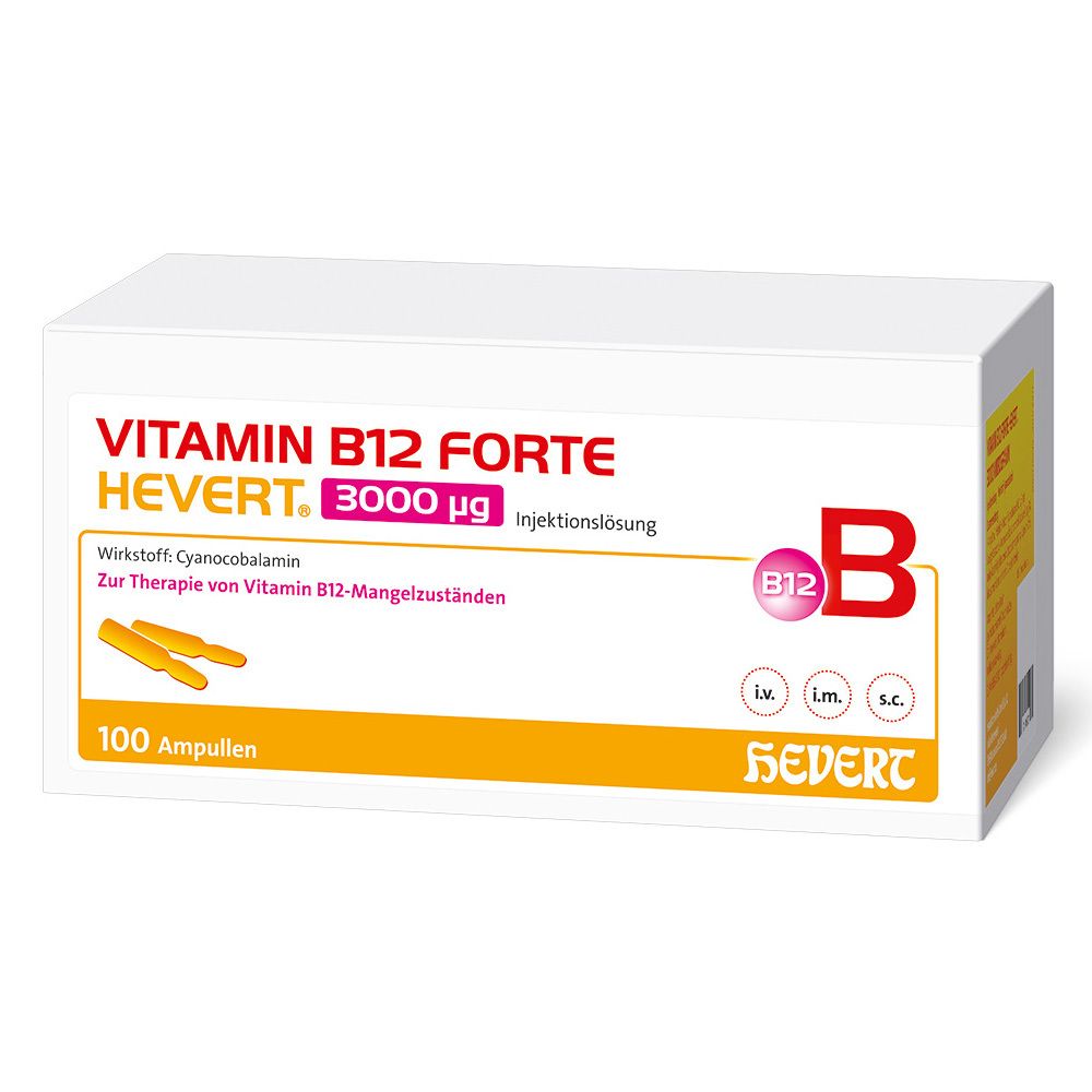 Vitamin B12 Forte Hevert 3000 µg Inj.-Lsg.Amp. 100x2 ml Injektionslösung