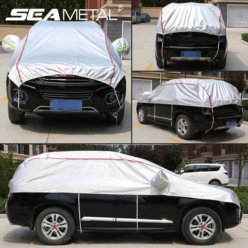 Copertura universale per metà auto Copertura esterna impermeabile Oxford Sole Pioggia Protezione UV Copertura per carrozzeria auto antipolvere e neve per SUV Berlina
