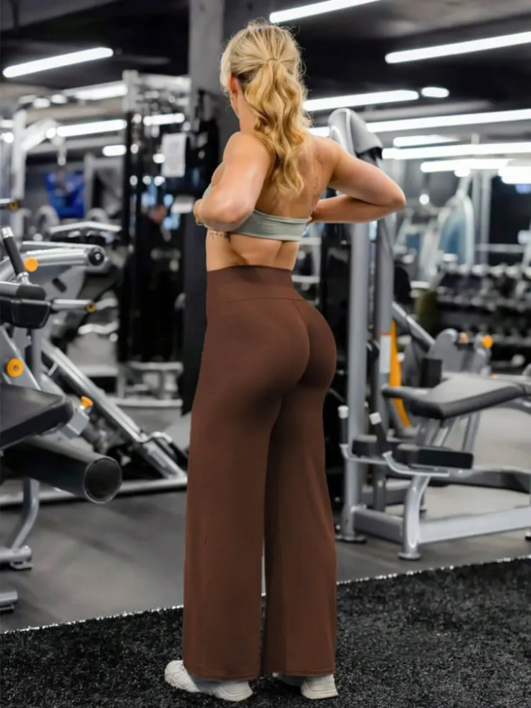 Pantalon droit de sport pour femmes, polyvalent, décontracté, à jambes larges, respirant, vêtements de fitness pour le Yoga, la salle de sport, l'entraînement, le jogging