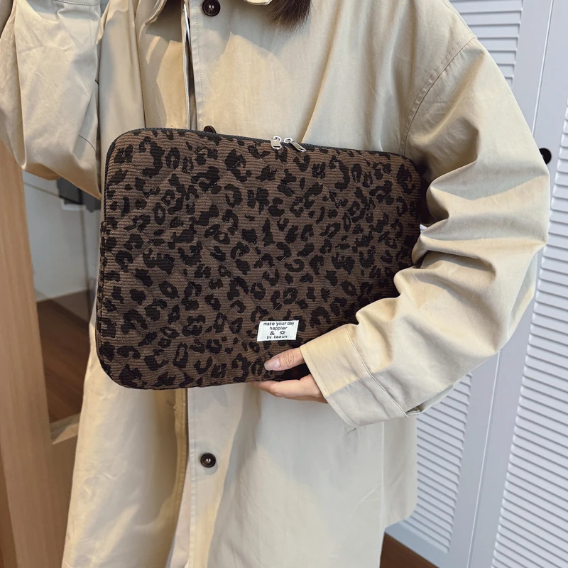 Étui portable pour ordinateur portable à imprimé léopard, sac de rangement pour ordinateur portable, sac de transport pour ordinateur, compatible avec les ordinateurs portables de 11/13/15 pouces pour
