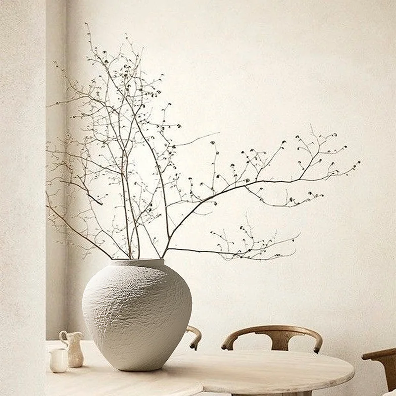 Vaso in ceramica Wabi Sabi per hotel e casa, vaso da fiori, vasi in terracotta, minimalista, per fiori secchi, composizioni floreali, marmo naturale, travertino