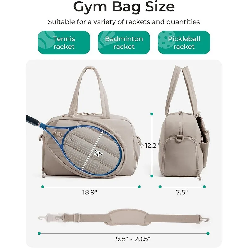 Sac de sport grande capacité pour raquettes de tennis, pickleball, badminton, entraînement en salle de sport, avec compartiment à chaussures, pour voyage en extérieur