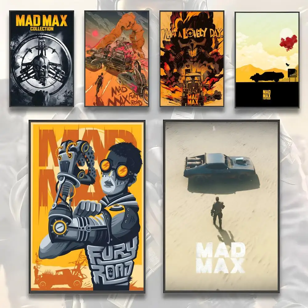 Cartoon-Illustration Mad Max-M Poster, selbstklebender Wandkunstdruck, wasserfest, für Zuhause, Wohnzimmer, Schlafzimmer, ästhetische Dekoration Image
