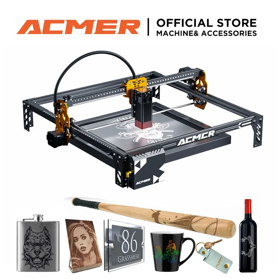 ACMER P1 S PRO Laser-Graviergerät CNC Blaue Diode WLAN-Modul APP Offline-Steuerung Gravur Schneiden von Sperrholz Leder Acryl Glas Image