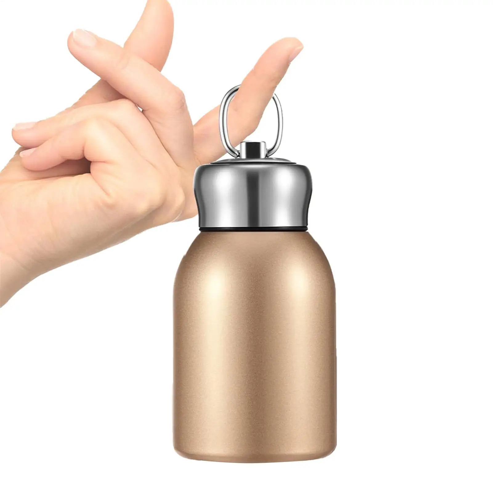 Edelstahl 300ml Reise-Wasserflasche Rutschfester Vakuumbecher Auslaufsichere Flasche Taschenbecher Reise-Kaffee-Isolierflasche Image
