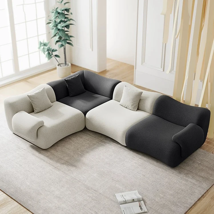 Modernes Luxus-Wohnzimmer-Sofa Übergroßes Ecksofa-Set Möbel L-Form 2-3-Sitzer Samt Komprimierbare Modulare Ästhetische Designs