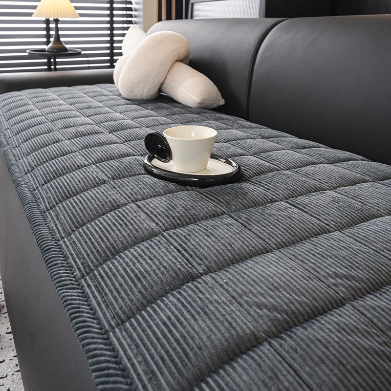 2025, neues solides Cord-Sofakissen, rutschfeste, verdickende Couch-Schonbezug für Herbst und Winter, weiche und warme Wohnaccessoires Image